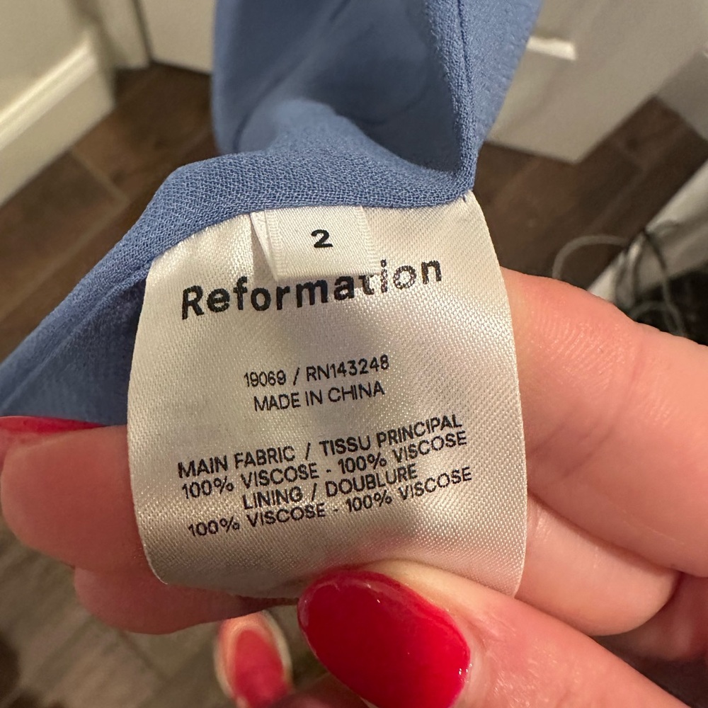 Reformation Blue Floral Spaghetti Strap Dress - Picture 7 of 7